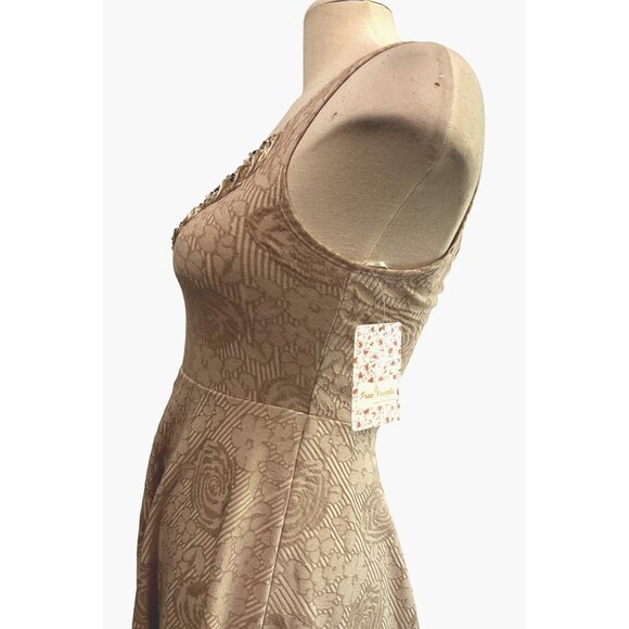 Free People Rock Princess Jacquard Fit and Flare Mini Dress Sz XS Womens Cream T - Picture 12 of 16